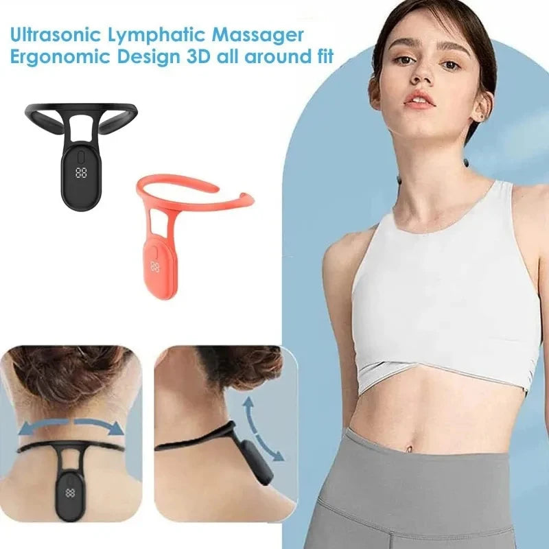Ultrasonic Neck Instrument Portable Lymphatic Soothing Body Sculpting Neck Massager Intelligent LCD Sitting Posture Reminder