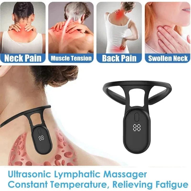 Ultrasonic Neck Instrument Portable Lymphatic Soothing Body Sculpting Neck Massager Intelligent LCD Sitting Posture Reminder